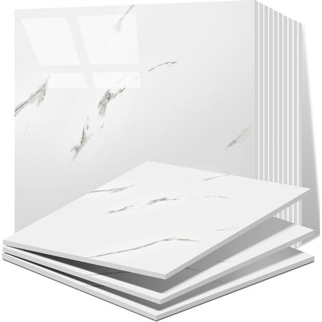 20 Pièces Carreaux Adhesif Cuisine, Carrelages en Marbre Auto-Adhésifs de 30 x 30 cm pour mur, Carrelages Adhésifs Pour Cuisine, Salle de Bains Salon (1/5)