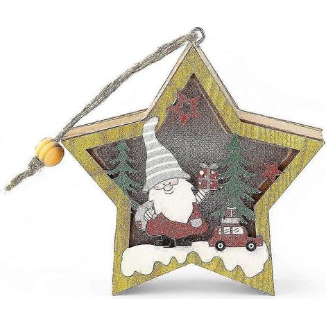 Décorations de Noël en bois, Père Noël lumineux, Bonhomme de neige, Cerf, Sapin, Maison en bois, Décoration pour la maison (1/4)