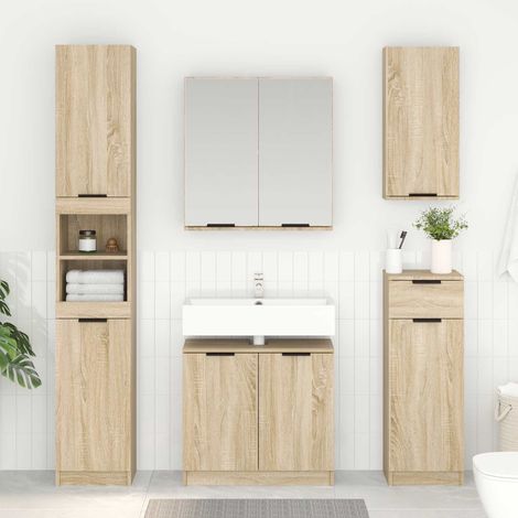 vidaXL  Bathroom Cabinet  Sonoma Oak 64.5 x 33.5 x 59 cm Engineered Wood