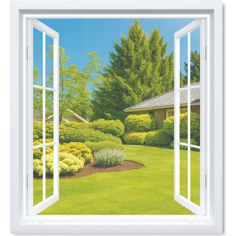 Moustiquaire Fenêtre 100x100 cm (Lot de 2) \u2013 DIY, Ajustable & Découpable \u2013 Sans Perçage, Maille Fine \u2013 Inclut Ruban Adhésif + Découpeur \u2013Blanc (1/5)
