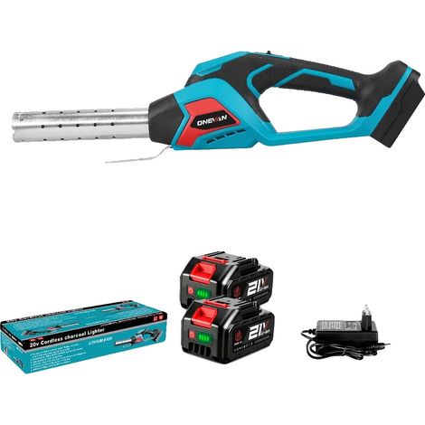 Pistola de calor, 4000 W de potencia, hasta 800 ℃ de temperatura, 2 baterías, 1 cargador europeo. (1/2)