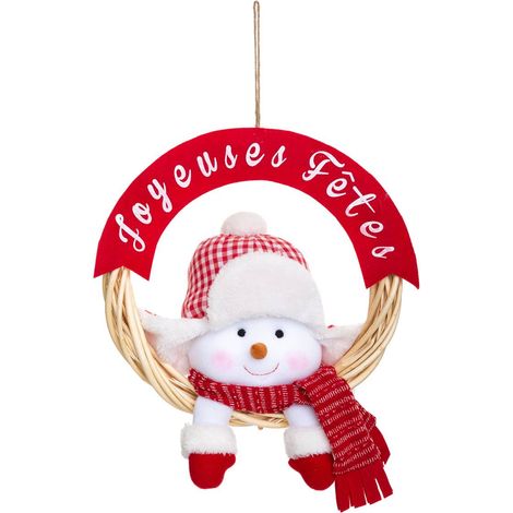 Corona decorativa + peluche D36 - Pupazzo di neve - Feeric lights & christmas