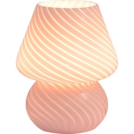 Lampe champignon en verre 3 couleurs, USB, lampe de nuit pour chambre à coucher, salle d'étude, décoration de table de chevet, texturée rose (1/5)