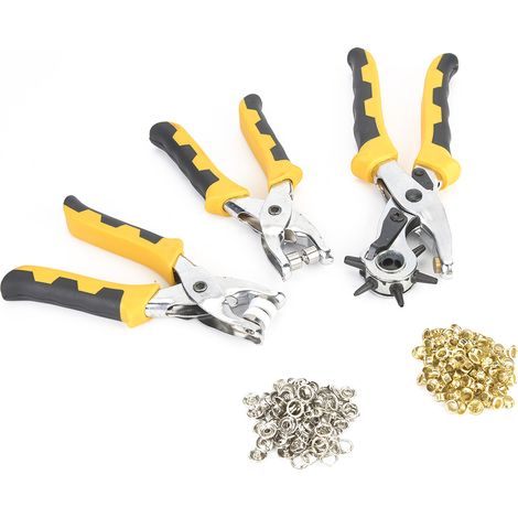 Set aus 3 Ledergürtelstanzen und Metallgürtelknöpfen - AquaForge