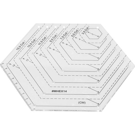 Règle hexagonale pour patchwork Acrylique transparent Gabarit de couture Précision haute Rotatif 15.5x17.8cm Coupe facile (1/4)
