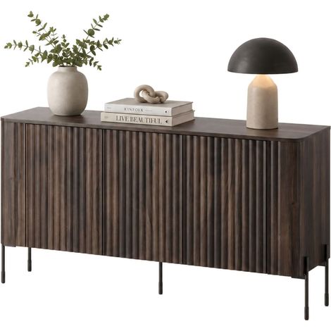 Credenza Susegana, Madia 3 Ripiani, Apertura Battente, 3 Ante, 150x40x80h cm Marrone Noce (1/5)