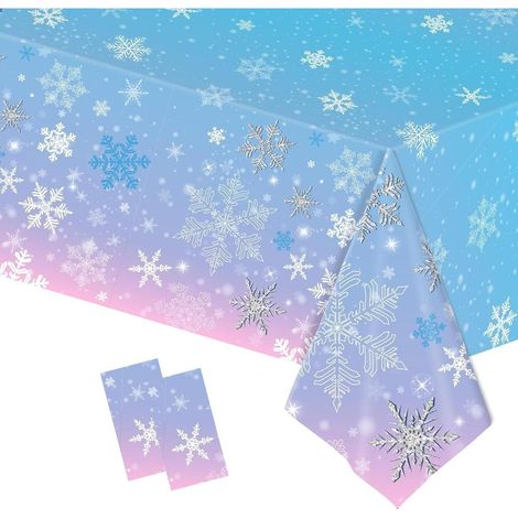Schneeflocken Tischdecke 2er-Set für Winter- & Geburtstagsdeko