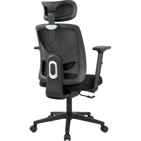 Chaise ergonomique de bureau réglable en hauteur, dossier maille respirante, accoudoirs, roulettes 360°, adaptée bureau, atelier (1/5)