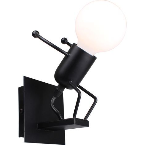 Stoex – Applique murale en fer noir 13x19cm – Lampe décorative moderne – Compatible ampoule E27 LED – Pour chambre, salon, bureau