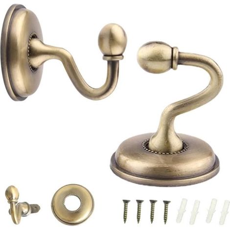 Embrasses à Rideaux - Vintage - U Support Mural - Alliage d'Aluminium - Bronze - 2 Pcs (1/4)
