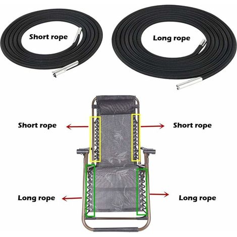 Corde elastiche di ricambio - Confezione da 4 - 2,2 m / 1,4 m - Corde per poltrone reclinabili - Corde elastiche - Resistenti all'usura - Adatte per poltrone reclinabili e lettini pieghevoli - Corda e (1/5)