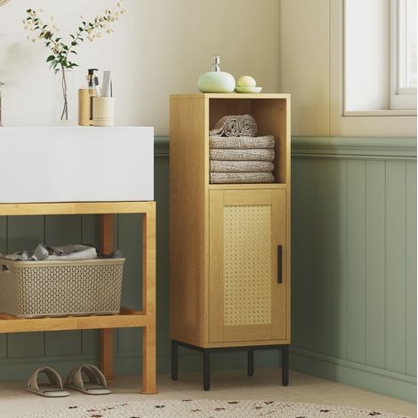 Mueble de baño estrecho 30x30 cm melamina efecto madera natural - CHICFURN (1/5)