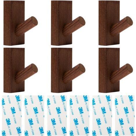 6 Pièces Crochet Adhesif Mural Couleur Bois Porte Manteau sans Percage pour Entrée, Patere Enfant, Patere Murale Crochet Bois Adhesif pour Vêtements Suspendus Chapeau Écharpes (1/5)