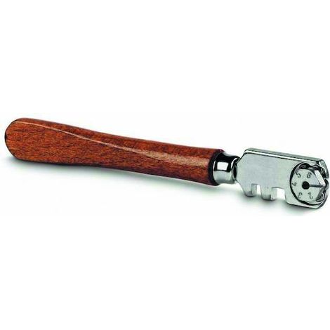 Stanley – Coupe-verre traditionnel – 6 molettes en acier – Manche en bois verni – Épaisseur de verre 3 à 10 mm – Pour verre flotté et pare-brise