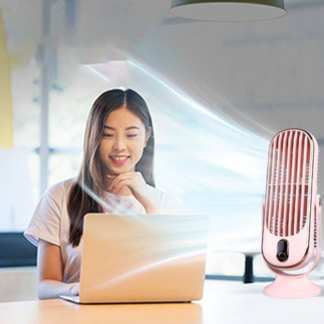 Ventilateur de Table Oscillant USB Portable à 5 Vitesses avec Moteur Brushless Silencieux Rose pour Bureau et Maison (1/5)