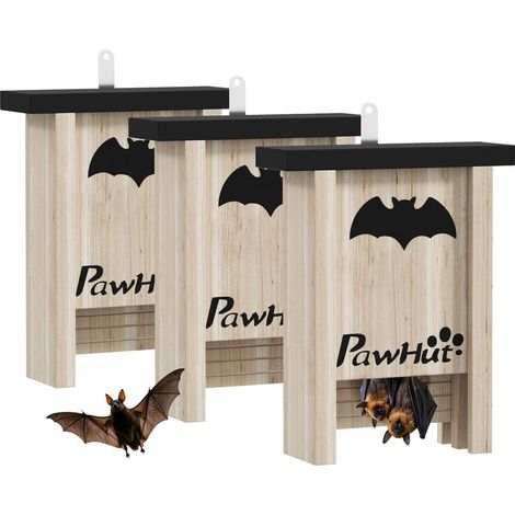 Lot de 3 nichoirs à chauves-souris, abris pour jardins, vergers, fermes, faciles à suspendre, 18 x 6 x 22,5 cm (1/5)