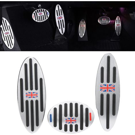 3 Pièces Coussin d'Accélérateur avec Repose-Pied en Acier Inoxydable, Remplacement Caoutchouc EPI pour Mini Cooper F54 F55 F56 F60