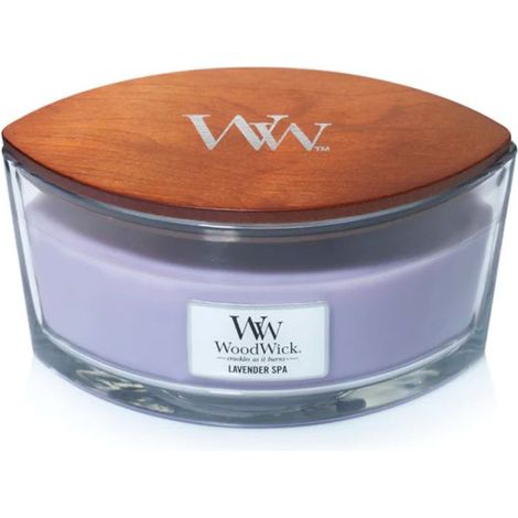 Woodwick - candela profumata Lavanda Spa de cristallo Hearthwick ellipse 16oz (1/3)