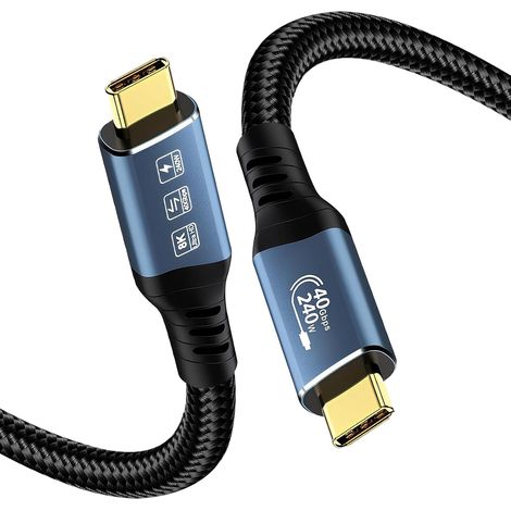 Câble USB C vers USB C 240W Charge Rapide, Cable Thunderbolt 4 40Gbps Transfert Données, 8K@60Hz 4K@60Hz Cordon Type-C vers C Compatible avec MacBook Air iPhone 17 16 SSD Samsung, 1M (1/5)