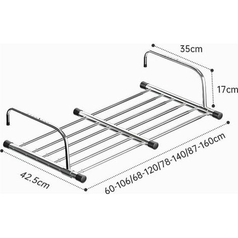 Etendoir à suspendre, Ohjijinn Etendoir à Linge Pliable Séchoirs, à Linge en Acier Inoxydable Télescopique, 60-106cm De Longueur Séchoir Suspendu Séchoir à Linge Balcon pour Intérieur Et Extérieur (1/4)