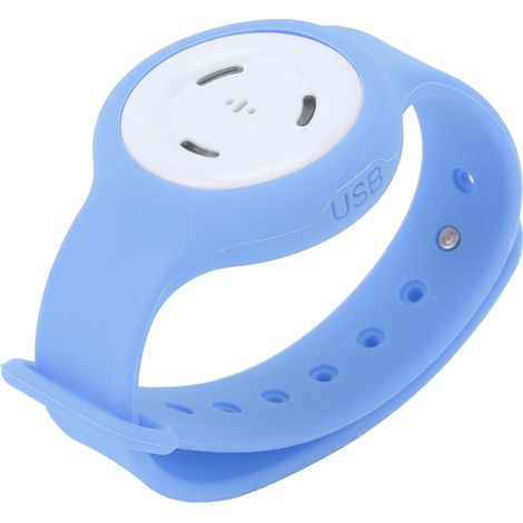 Bracelet anti-moustiques à ultrasons rechargeable par USB, idéal pour l'été en extérieur (bleu clair). (1/5)