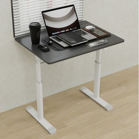 MEUBLIV Bureau réglable 80x60 cm gris – hauteur manuelle, sans électricité (1/5)
