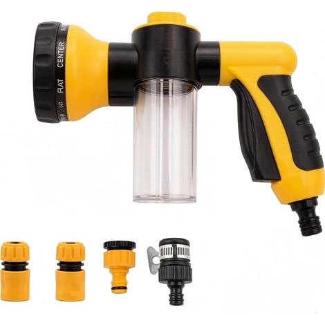FLITI Garden Hose Nozzle – Multifunctional Foam Water Spray Gun – 8 Adjustable Modes, Built-in Soap Dispenser, Water Saving – Ideal for Watering Lawns and Washing Cars (1/4)