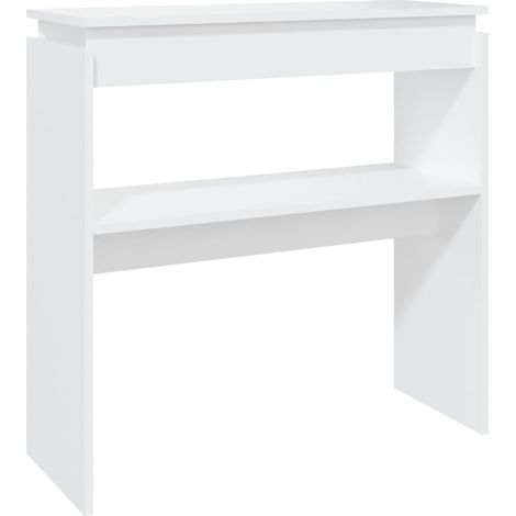 Table console d'entrée fonctionnel et stylé avec étagère 80 x 30 x 80 cm bois d'ingénierie blanc DEC031716 (1/4)