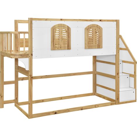 GagaLit mezzanine bois massif, 90x200 cm, blanc naturel (1/5)