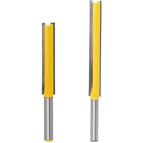 2pcs 6.35mm Tige Flush Trim Router Bits Extra Long Mèches Carbide Router Bits à Bois Fraise à Menuiserie Outil de Woodworking Cutter Lame 50mm 76mm (1/4)