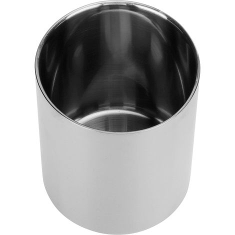 Pot à crayons en acier inoxydable, organisateur de bureau, vase à fleurs, contenant pour stylos et pinceaux de maquillage, argent