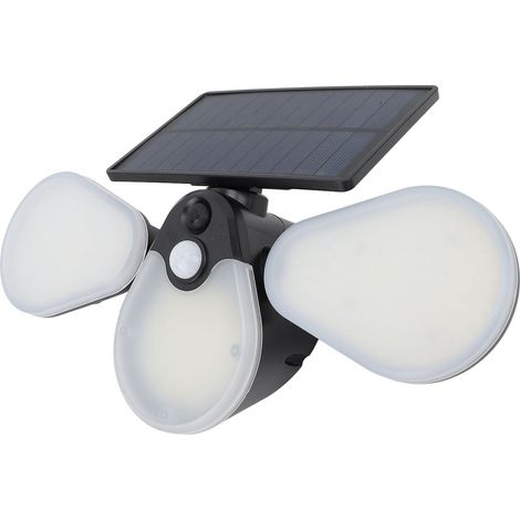 Lampe solaire de jardin professionnelle étanche 3 spots pivotants haute puissance capteur de mouvement éclairage paysager solaire (1/5)