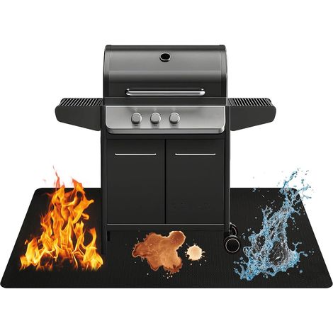 Tapis Ignifuge, 165 × 122cm Tapis de Barbecue Sol Exterieur Pliable, Réutilisable, Imperméable et Résistant à l'huile, Facile à Nettoye, pour Poêles, Pelouses, Terrasse, Balcon et Jardin (1/5)
