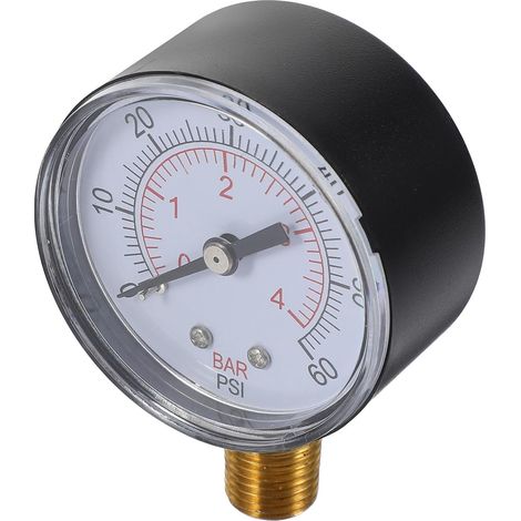 Manomètre de Pression Piscine 60 Kpa 1/4 Npt Accessoire Fiable pour Filtre Piscine Manomètre Professionnel pour Tester Pression d'eau Spa (1/5)