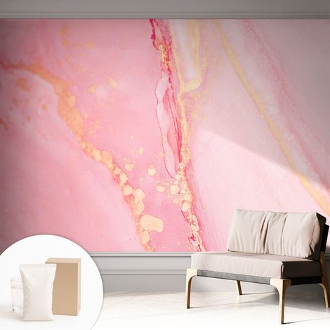 Tapete Vliestapete mit Kleber- abwaschbar - Raumgestaltung Schlafzimmer Wohnzimmer Tapete Pastellfarbene Abstraktion 312x219 cm (1/5)