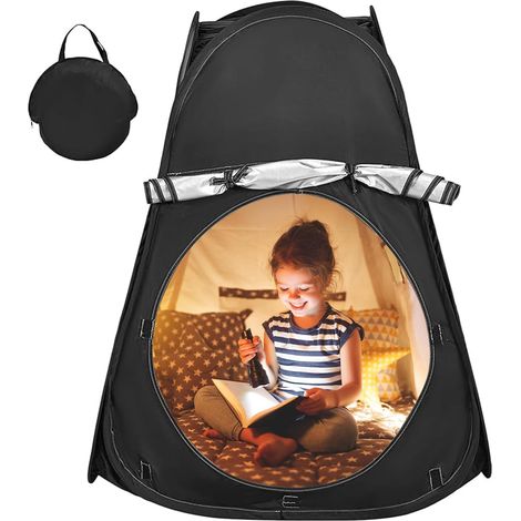 Tente sensorielle tipi occultant, sangle rideau + sac calme, aide autisme/SPD/anxiété enfants.