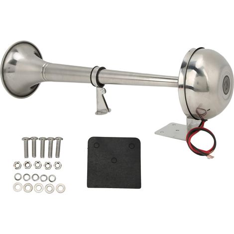 Klaxon à Air Universel en Acier Inoxydable Trompette Unique Forte 328DB 12V 30W pour Bateaux Yachts Camions Voitures (1/5)