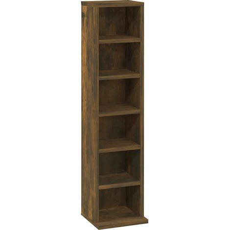 Armario para CD espacioso 21 x 20 x 88 cm uso multifuncional moderno de madera contrachapada roble ahumado 020048123 (1/4)