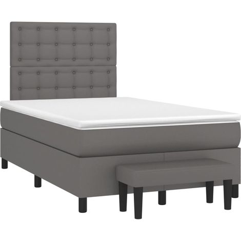 Sommier à lattes de lit avec matelas gris 120x190 cm similicuir vidaXL (1/5)