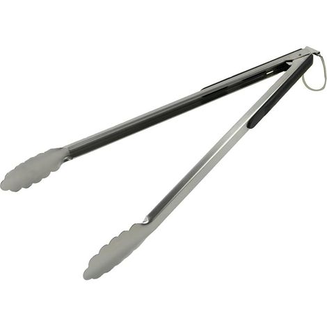 1 Pince Barbecue Inox 40cm Crochet Verrouillage Manche Antidérapant Cuisson Viande Légumes