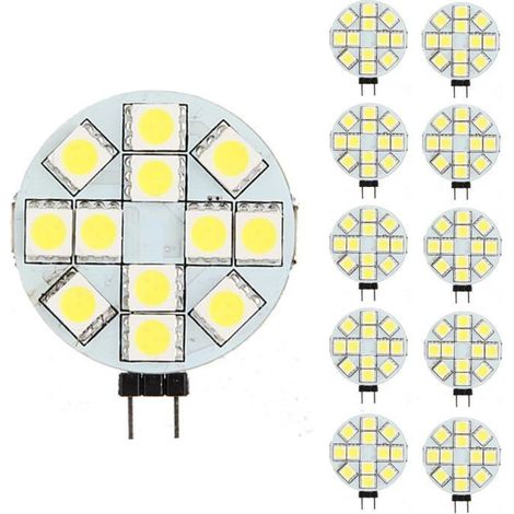 Ampoules LED G4 NEUFU - 10x - Blanc Pure 6000K - 12 LED - DC 12V-Ywey (1/4)
