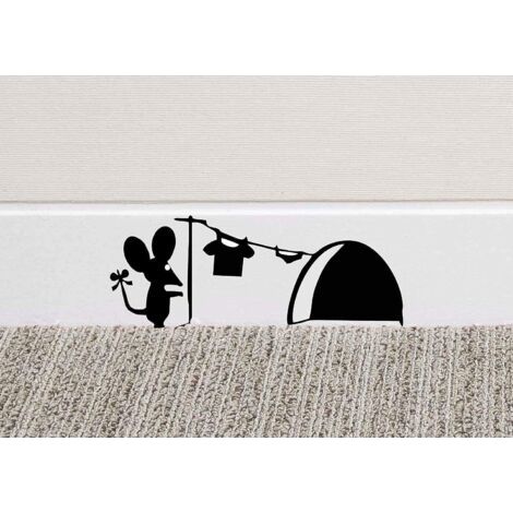 Autocollant mural en vinyle représentant une trou-maison de souris, pour plinthe (1/5)