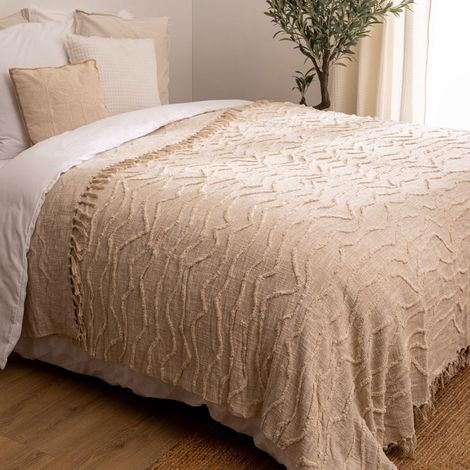Dessus de lit Slub tufté 240x260 coton (1/4)