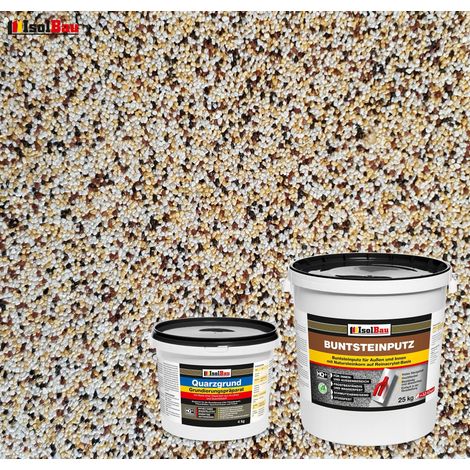 IsolBau Set Intonaco per Mosaico Mosaikputz BP50 25kg + Primer al Quarzo Quarzgrund 4kg (1/2)