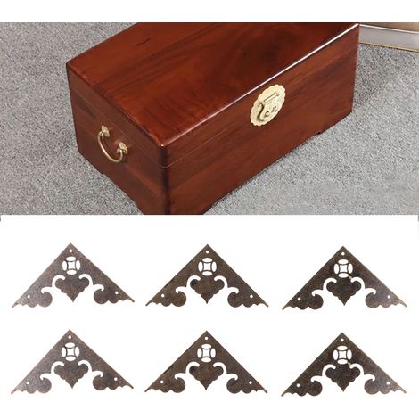 Protectores de esquina antiguos para madera  Tiras de hierro y metal  Juego de 10  Dimensiones 6 x 6 cm (Triangular, cubierta, protector de borde) (1/5)
