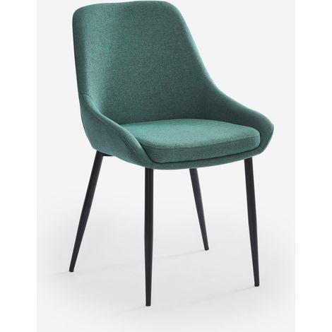 Sedia moderna da cucina in tessuto con gambe in metallo nero Piros - Verde (1/5)