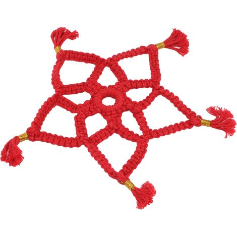 Handgewebter, hohler Stern aus Baumwolle, roter fünfzackiger Stern, Weihnachtsdekoration (1/5)