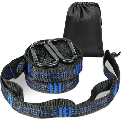 2 Sangle pour Hamac, 3m2.5cm, Suspension d'accessoires pour Hamac de Camping avec 2 Mousquetons, Portée Maximale 300kg, Fixation Hamac pour Balançoire, Camping, Voyages (Bleu)