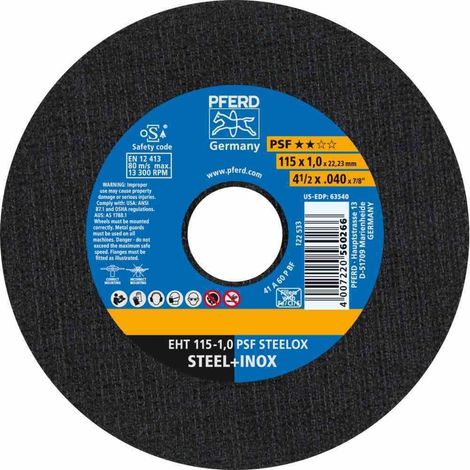 PFERD Trennscheibe Edelstahl EHT-115-1,0 A 60 PPSF (1/4)
