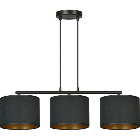 Lampada a Sospensione Hilde, Acciaio verniciato a polvere, Tessuto, Nero, 72x100x18 cm
